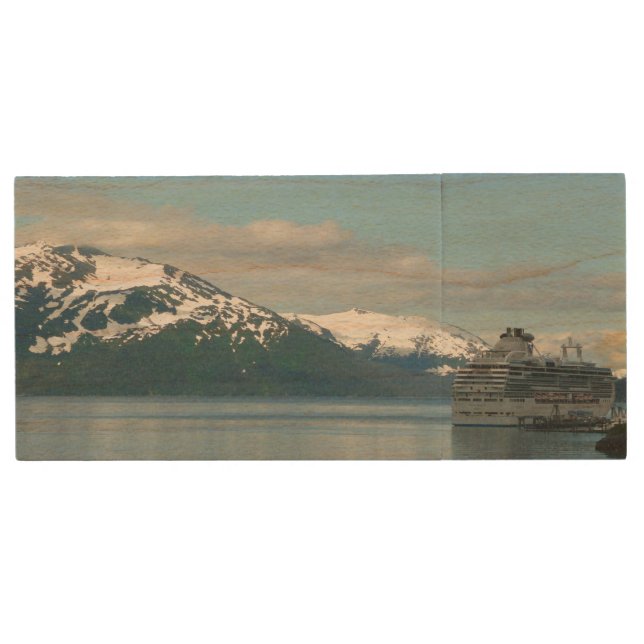 Alaskan Cruise Vacation Travel Photography Wood Flash Drive (Front)