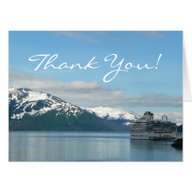 Alaskan Cruise Vacation Travel Thank You Card (Front Horizontal)