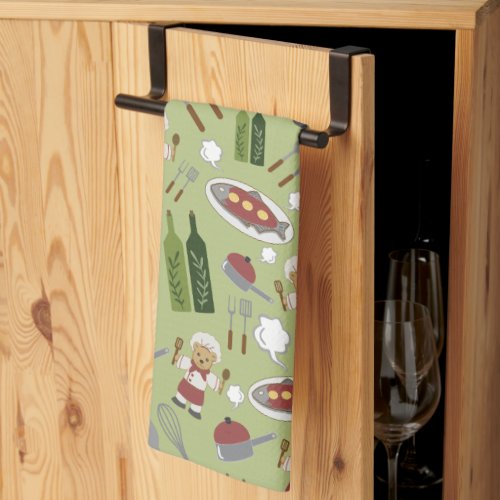 Alaskan Culinary Grizzly Green Kitchen Towels