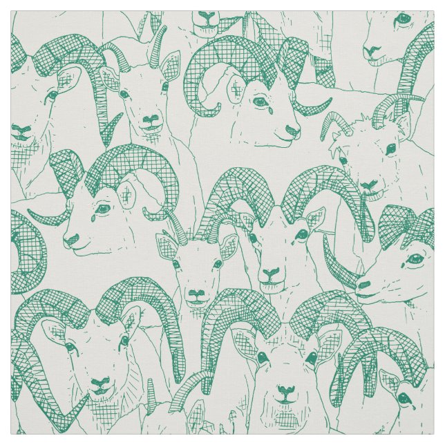 Alaskan Dall sheep emerald green pearl Fabric (Swatch)