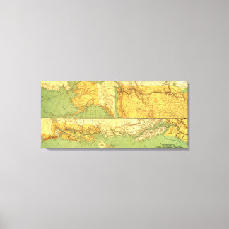 Alaskan Excursion Steam RoutePanoramic Map Canvas Print