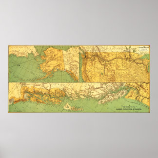 Alaskan Excursion Steam RoutePanoramic Map Poster