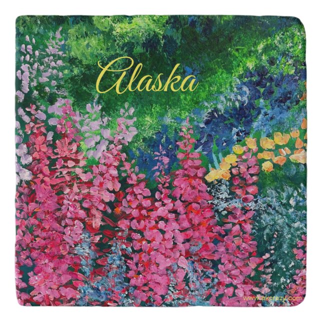 Alaskan Fireweed Marble Trivet (Front)
