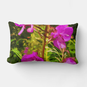 Alaskan Fireweed Pink Wildflower Abstract Lumbar Pillow