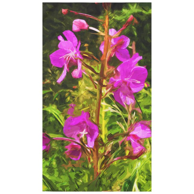 Alaskan Fireweed Pink Wildflower Abstract Tablecloth (Front)
