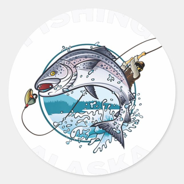 Alaskan Fish Alaska's Wild Salmon Souvenir Fishing Classic Round Sticker (Front)
