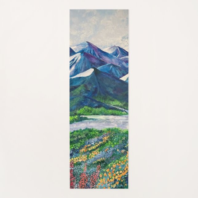 Alaskan Floral Mountain Yoga Mat (Front)