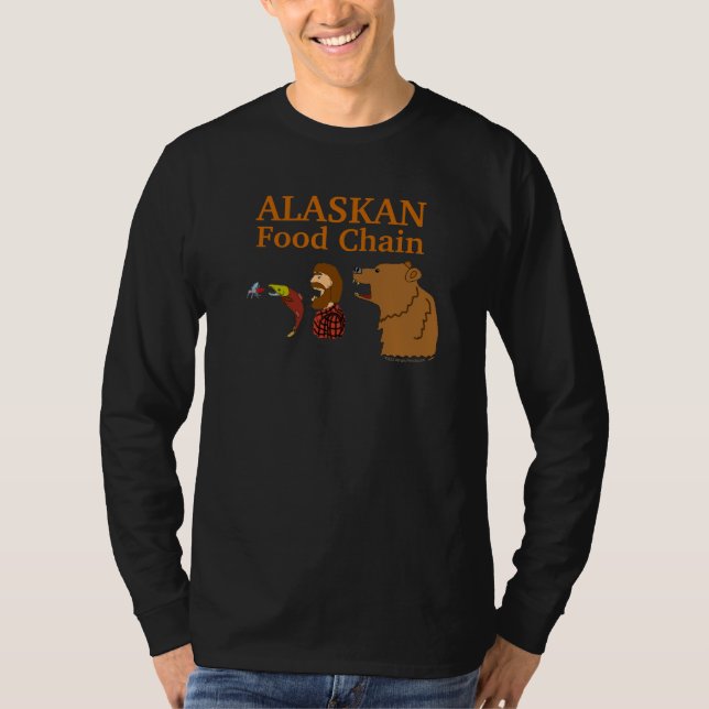 Alaskan Food Chain Funny Alaska Souvenir Tee Black (Front)