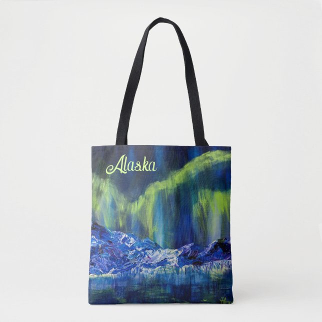 Alaskan Glacial Reflections & Borealis tote bag (Front)