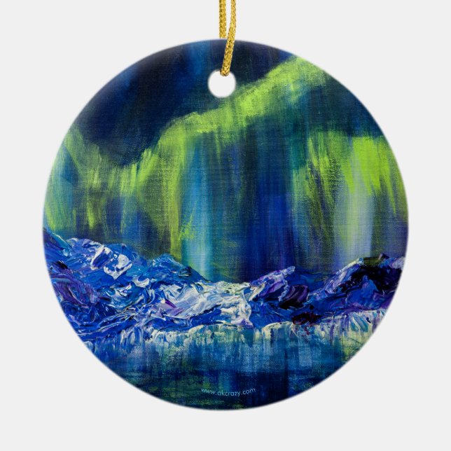Alaskan Glacial Reflections ceramic ornament (Front)