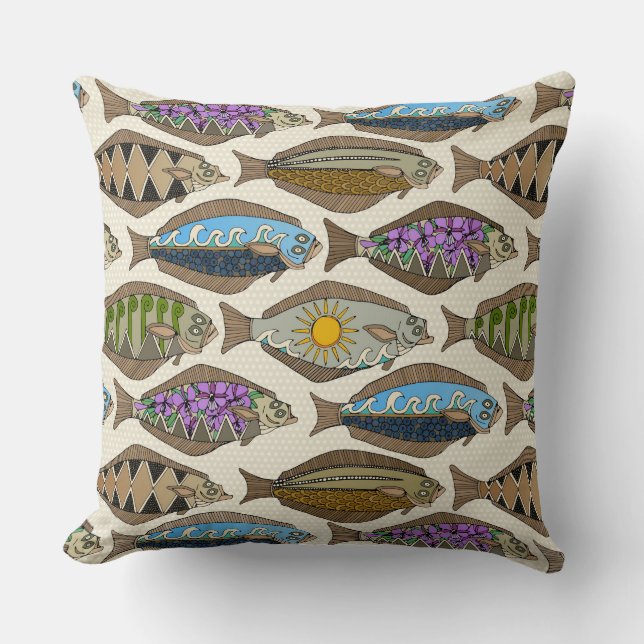 Alaskan halibut pearl throw pillow (Front)
