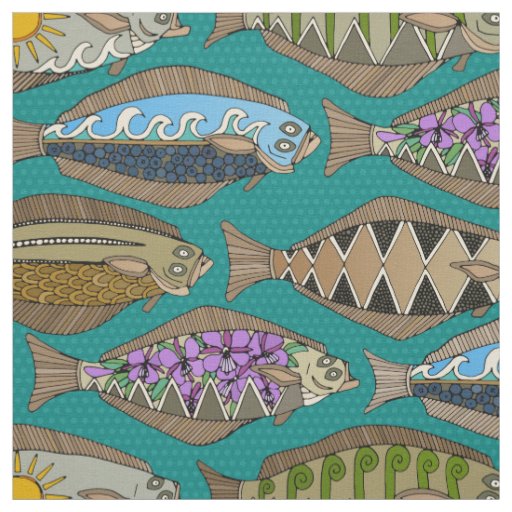 Alaskan halibut teal fabric