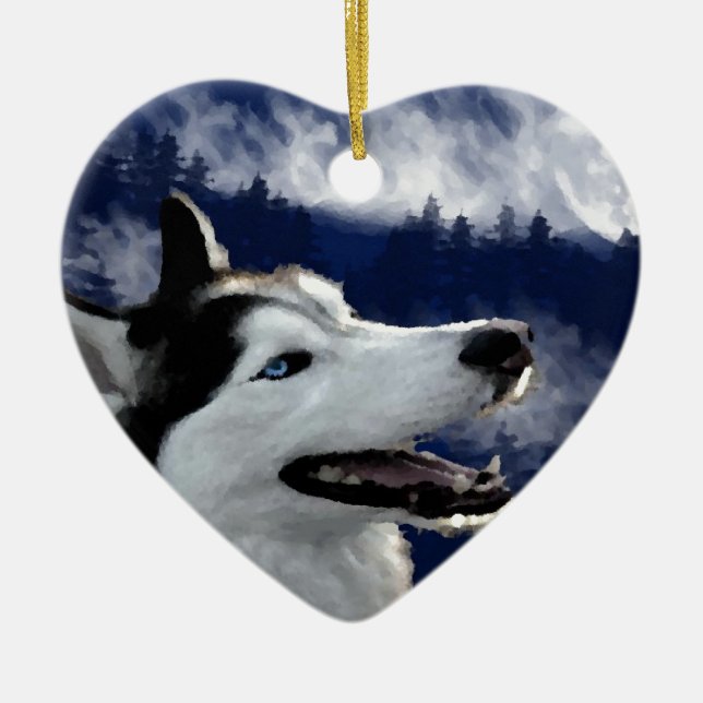 Alaskan Husky Ceramic Ornament (Front)