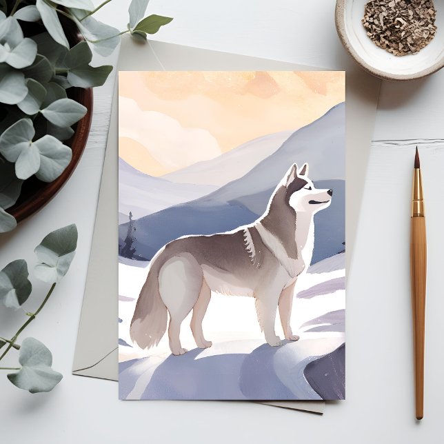 Alaskan Husky | Dog Mountain Watercolor Postcard (Creator Uploaded)