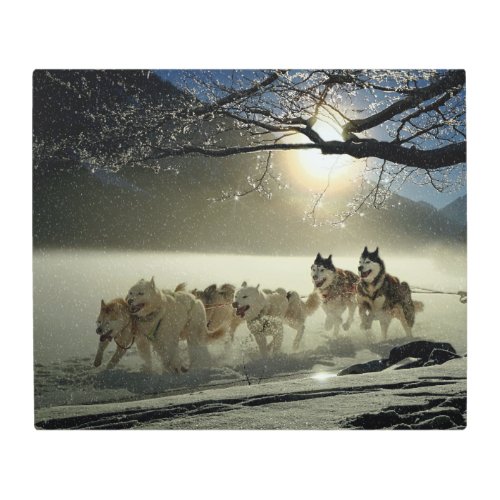 Alaskan Husky Dog Sled Race Metal Print