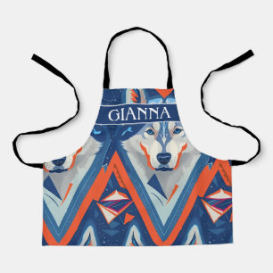 Alaskan Husky Geometric Colorful Pattern Apron
