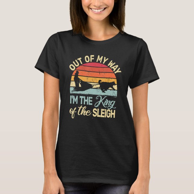 alaskan husky sled dog dog sledding retro dog sled T-Shirt (Front)