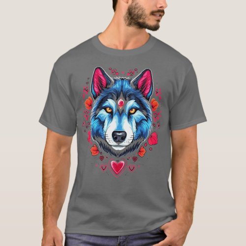 Alaskan Husky Valentine Day T_Shirt
