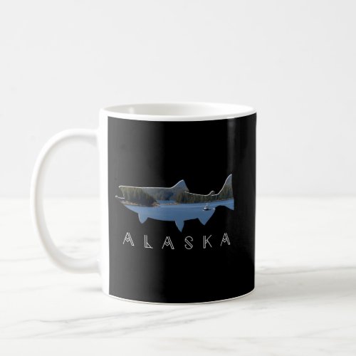Alaskan King Salmon With Fishing Boat Saltwater Fi Coffee Mug