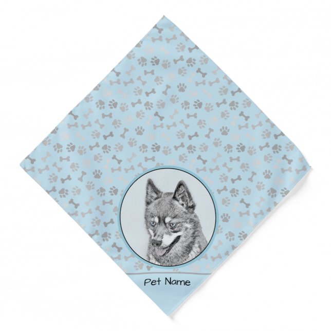 Alaskan Klee Kai AKK Husky Painting Cute Dog Art Bandana (Front)
