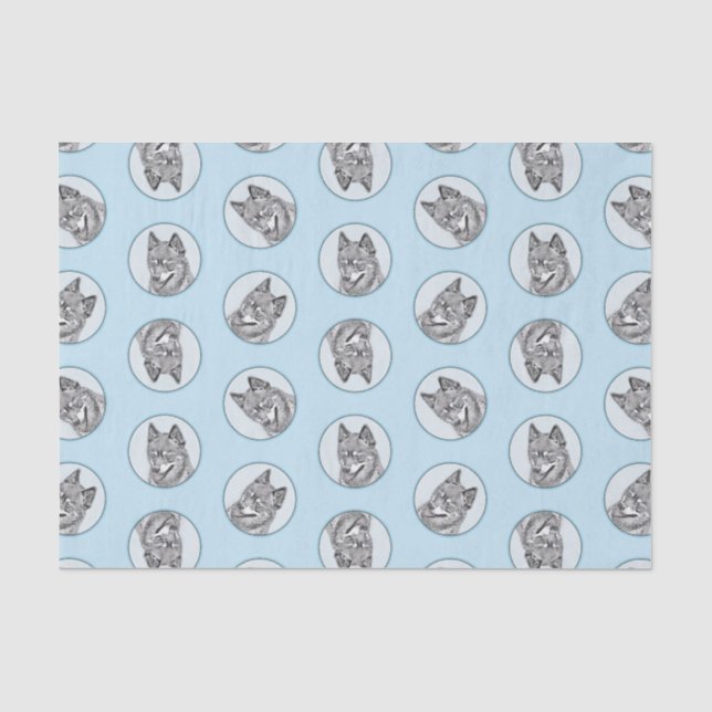 Alaskan Klee Kai AKK Husky Painting Cute Dog Art Tissue Paper (Front)