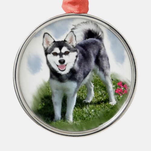 Alaskan Klee Kai Art Metal Ornament