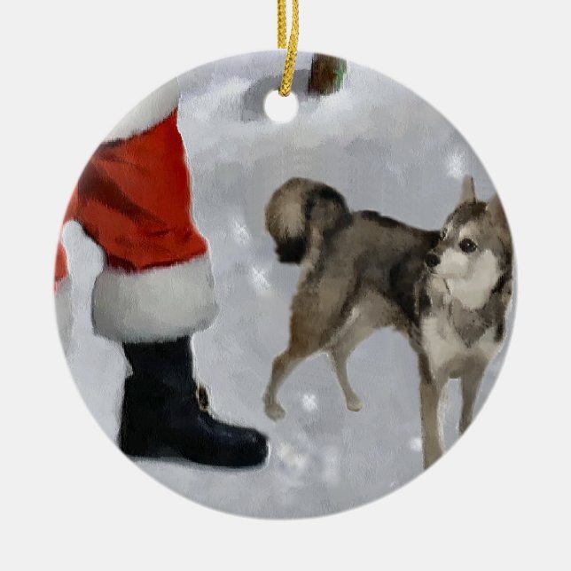 Alaskan Klee Kai Christmas Gifts Ceramic Ornament (Front)