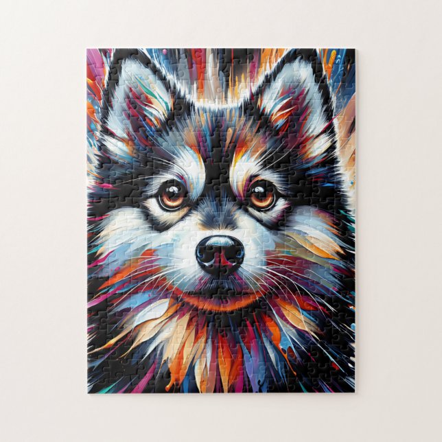 Alaskan Klee Kai Dog Acrylic Print | Colorful Jigsaw Puzzle (Vertical)