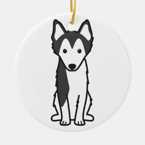 Alaskan Klee Kai Dog Cartoon Ceramic Ornament