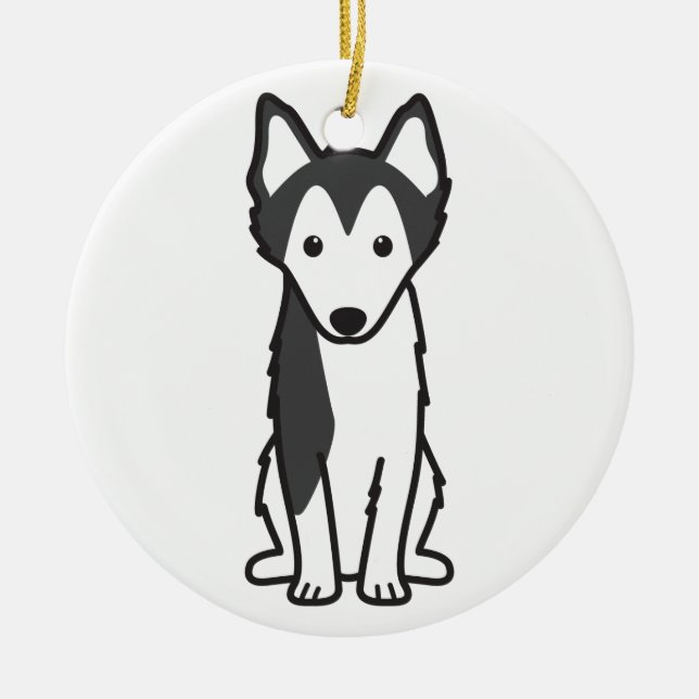 Alaskan Klee Kai Dog Cartoon Ceramic Ornament (Front)