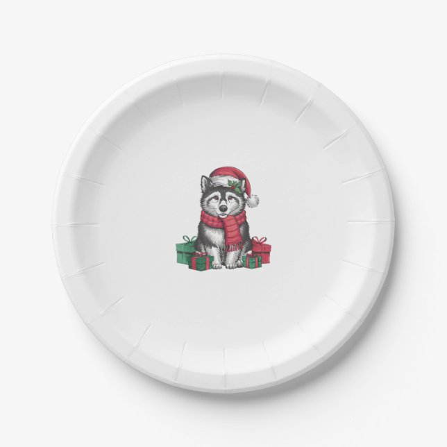 Alaskan Klee Kai Dog Christmas Parties Holiday San Paper Plates (Front)