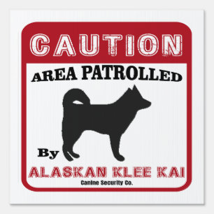 Alaskan Klee Kai Dog Warning Red Funny Sign