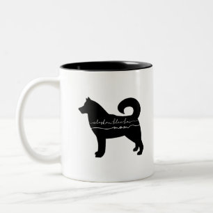 Alaskan Klee Kai Mom Silhouette Two-Tone Coffee Mug