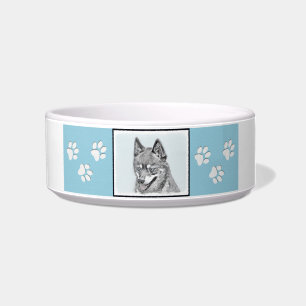 Alaskan Klee Kai Painting - Cute Original Dog Art Bowl