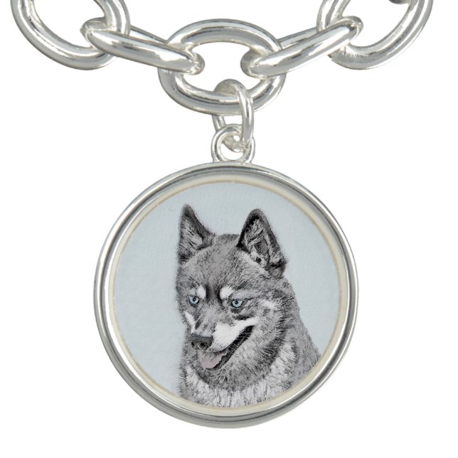 Alaskan Klee Kai Painting - Cute Original Dog Art Bracelet (Design)