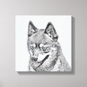 Alaskan Klee Kai Painting - Cute Original Dog Art Canvas Print