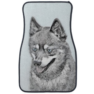 Alaskan Klee Kai Painting - Cute Original Dog Art Car Floor Mat