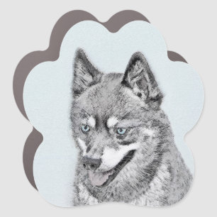 Alaskan Klee Kai Painting - Cute Original Dog Art Car Magnet