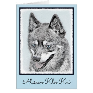 Alaskan Klee Kai Painting - Cute Original Dog Art Cards