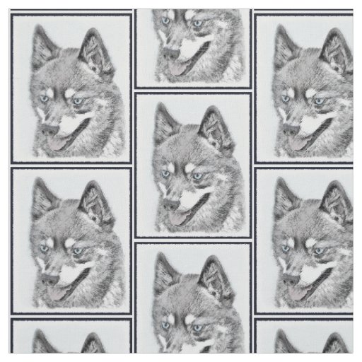 Alaskan Klee Kai Painting - Cute Original Dog Art Fabric