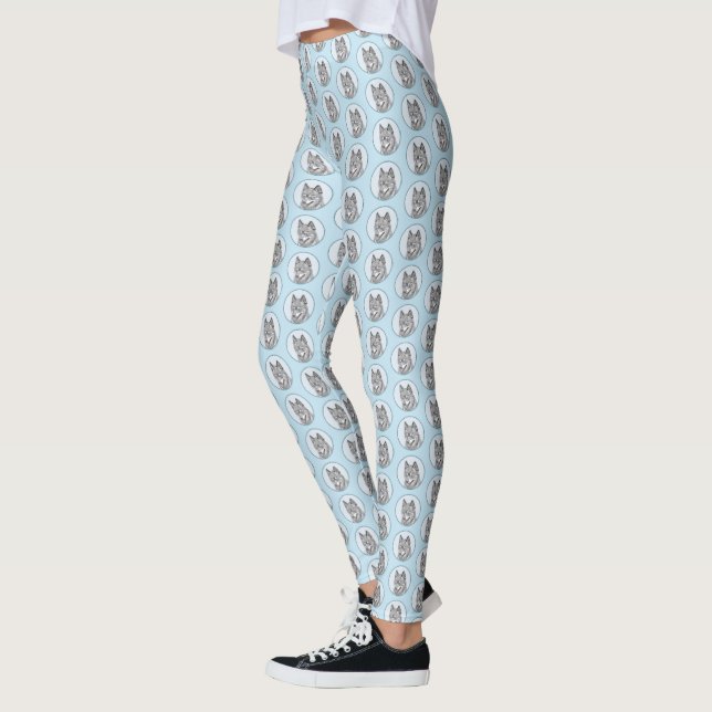 Alaskan Klee Kai Painting - Cute Original Dog Art Leggings (Left)