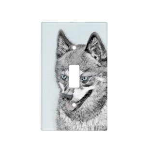 Alaskan Klee Kai Painting - Cute Original Dog Art Light Switch Cover