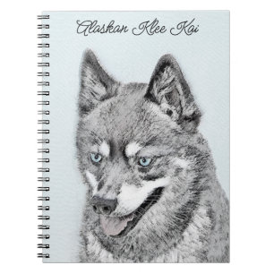 Alaskan Klee Kai Painting - Cute Original Dog Art Notebook
