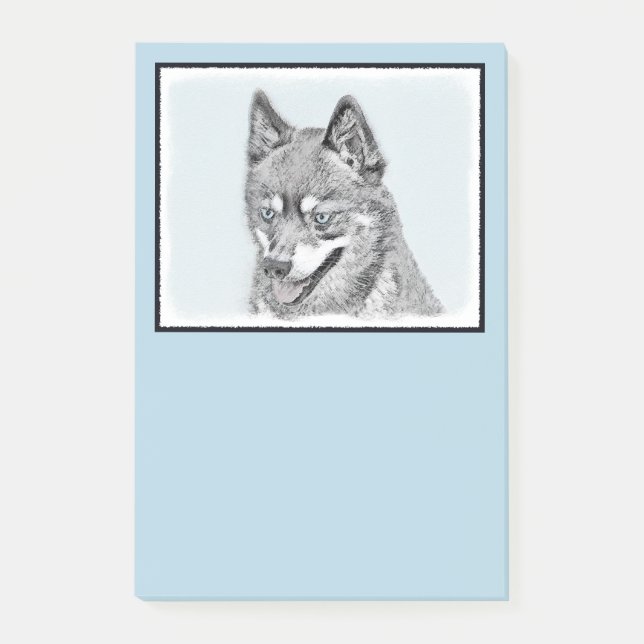 Alaskan Klee Kai Painting - Cute Original Dog Art Post-it Notes (Front)