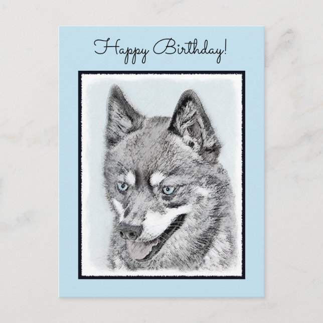 Alaskan Klee Kai Painting - Cute Original Dog Art Postcard (Front)