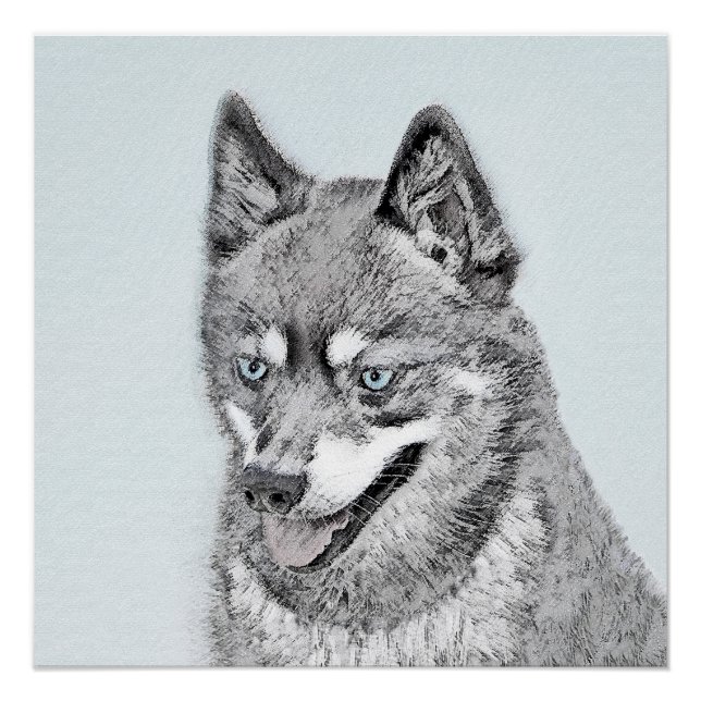 Alaskan Klee Kai Painting - Cute Original Dog Art Poster (Front)