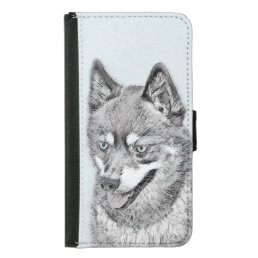 Alaskan Klee Kai Painting - Cute Original Dog Art Samsung Galaxy S5 Wallet Case