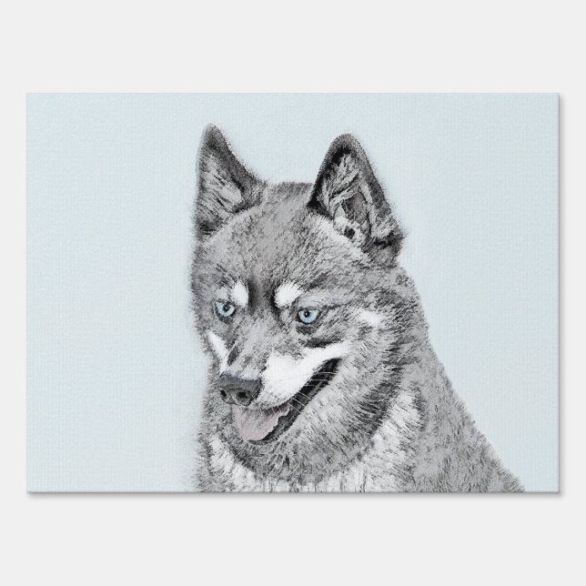 Alaskan Klee Kai Painting - Cute Original Dog Art Sign (Front)