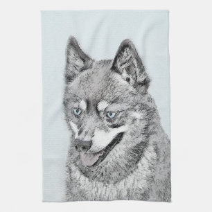 Alaskan Klee Kai Painting - Cute Original Dog Art Towel