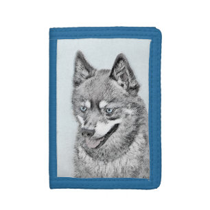 Alaskan Klee Kai Painting - Cute Original Dog Art Trifold Wallet